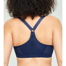 Exclare Women's Full Figure Plus Size Front Closure Lace Racerback Underwire Everyday Bra (38C, Blue)