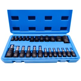 SignalSparkle 25PCS Torx Bit and Socket Set, Star Bits T8-T60 & E-Torx Sockets E4-E22, 1/4" 3/8" 1/2" Drive,Torque Bit Tool Set for Auto & Mechanical Repair