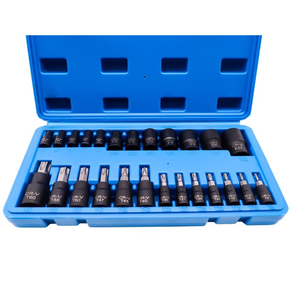 SignalSparkle 25PCS Torx Bit and Socket Set, Star Bits T8-T60
