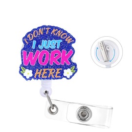 Work Badge Reel with Swivel Alligator Clip ID Badge Holder Funny Glitter Badge Reel Retractable Clip for RN LPN CNA Nurse Doctor Assistant Medical Staff