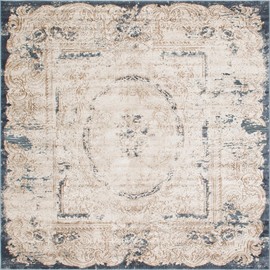Unique Loom Chateau Distressed Vintage Traditional Textured Rug_VIL009, 7 Feet, Beige/Navy Blue