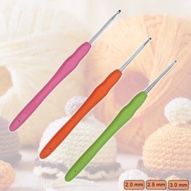 Crochet Hooks 2.0mm 2.5mm 3.0mm Crochet Needles QLRFFLJOY 3 pcs Crochet Hook Set DIY Yarn Weaving Tools for Knitting Gloves, Shoes, Bags, Hats, Socks, Scarf