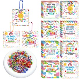 Gersoniel 200 Pcs Back to School Gift Tags with Small Iron Chain Colorful Bubbles of Fun Welcome to My Class Paper Tag Bulk Funny DIY Cards Classroom Party Favors Gift for Student Teacher Appreciation
