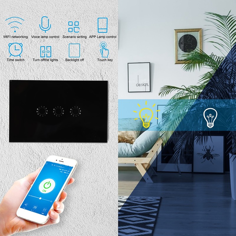 1/2/3 Gang Smart WIFI Wireless Touch Switch Panel Switch Remote