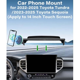 AbeeyGeomarn Car Phone Holder for 2023 2024 2025 Toyota Sequoia/2022-2025 Toyota Tundra Accessories Apply to 14 Inch Touchscreen 15W Fast Wireless Charger Screen Fixed Clip Cell Phone Mount Hands-Free