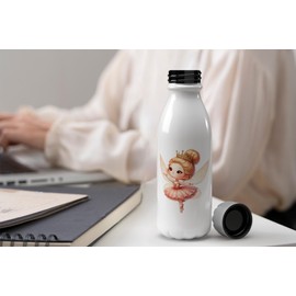 MAXIKIWI - Einwandige Wasserflasche mit Schraubverschluss, nicht isoliert, leichtes Aluminium, BPA-frei, auslaufsicher, Ballettfee-Prinzessin, 500 ml