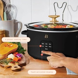 Beautiful~4Qt Slow Cooker with Touch-Activated Display, by Drew Barrymore, Colour (Black)