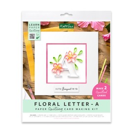 Katy Sue Floral Letter Paper Quilling Card Making Kit - Letter A. Kit Contains Quilling Templates, Coloured Strips, Mounts, Card Making Sentiments & Envelopes. Makes The Initial A