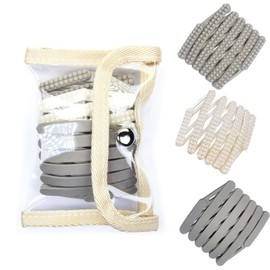 OTGui 3Pcs+1 Retractable Pocket Headband, No Slip Foldable Hairband with Teeth, Fashion Portable Adjustable Hair Hoop with 1 Plastic Storage Bag for Washing Makeup Travel Outdoor-2Gray1White1Organizer