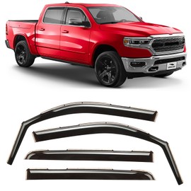 Voron Glass in-Channel Extra Durable Rain Guards for Trucks Dodge RAM 1500 2019-2026 Crew Cab, Window Deflectors, Vent Window Visors, 4 Pieces - 220159