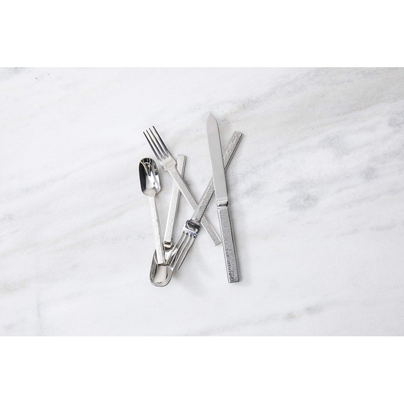 Fortessa Acqua 18/10 Stainless Steel Flatware, 5 Piece Place Setting,