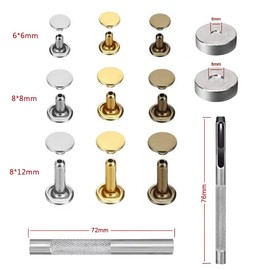 YFFSFDC Caulking Set, Leathercraft, 3 Sizes, 3 Different Colors, Rivet Parts, Studs, Bottom Tacks, Punching Kit, DIY Handmade, Belt, Cloth Leather, Shoes, Jeans Bag, Storage Case Included (90 Pcs)