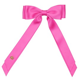 Lilly Pulitzer Hair Bow for Women with Gold Logo, Clip In Hair Accessories for Adults (Parigi Pink)