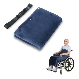 EHUELDER Wheelchair Blanket with Security Straps & Snaps, Stays in Place & Anti-Entanglement, 5-in-1 Versatile Lap Blanket Shawl for Seniors, Lightweight Breathable Flannel (Navy Blue, Thick Blanket)