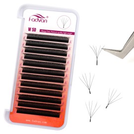 FADVAN Volume Eyelashes, 5D W Cross Y Eyelash Extension, Pre-Fanned Eyelash Extensions, Premade, Ready-to-Use Fans Volume Technology, Clusters, Self-Fanning Individual Eyelashes, Matte Black (10 mm,