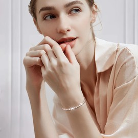 WATEFOER Zirconia Tennis Bracelet Women's Silver, 18 K Gold-Plated 4 mm Diamond Bracelets for Women Girls, Crystal Bracelets Gift for Mother's Day, Birthday, Valentine's Day, One size, Copper, Cubic