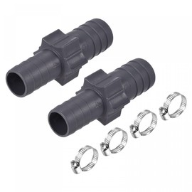 sourcing map Barb Hose Fitting 20mm to 17mm Straight Coupler Quick Connector Adapter with 16-25mm Adjustable Clamps for Water Fuel Air Oil Gas, 2 Set
