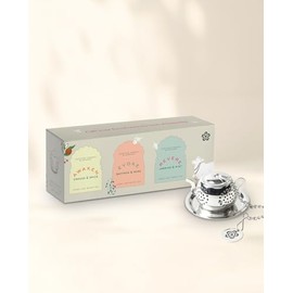 Makaibari Festive Pack Trio Assortment with Infuser : Awaken + Evoke + Revere | USDA Certified Premium Darjeeling Tea | Anti-Oxidants, Immunity Booster | Tin Caddy | 100g x 3 + Infuser