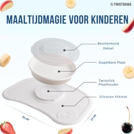 Twistshake Juego de Alimentación de Bebé Click-Mat Mini | Plato Antideslizante y Mantel Individual de Alimentación | Plato para Bebé y Niños | Libre de BPA | Edad Sugerida 6+ Meses | Fácil de Limpiar
