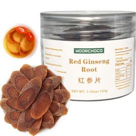 Red Ginseng Slices -HongShen-Pure Natural Chinese Herbal Medicine-3.52 oz/100g-天然红参片 无糖 (Red Ginseng Roots)