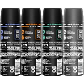 AXE Aluminum-Free Body Spray XL Variety 8-Pack, Dark Temptation, Black, Apollo, Phoenix, 48H Odor Protection, 5.1 Fl Oz Ea