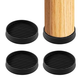 Swpeet 4Pcs 2" x 2" Round Black Rubber Anti Skid Caster Cups Non Slip Furniture Pads Kit, Anti-Slip Gripper, Anti Skid Furniture Feet Anti Slide Floor Stoppers for Bed Couch Table Chair Stoppers