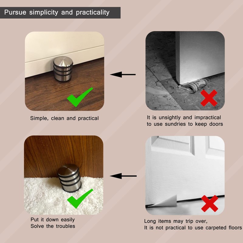 MEKBOK Heavy Duty Floor Door Stopper No Drill, Door Stops,