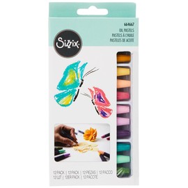 Sizzix Oil Pastels 664667, Assorted Colours, 12 Pack, One Size, Multicolour, 12 Count (Pack of 1)