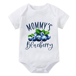 WOOYONGING Mommy's Blueberry New Born Baby Girls Gift Short Sleeve Baby Boy Hospital Outfit Newborn White Baby Girl Rompers 12-18 Months