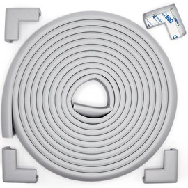 Roving Cove Slimfit Corner Edge Protector for Baby Proofing (Small 15ft Edges 4 Corners), Furniture Safety Bumper Guard, Soft NBR Rubber Foam, 3M Adhesive, Stone Grey