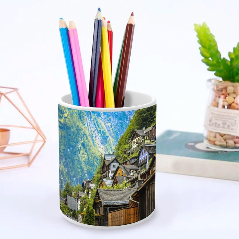 Fabulous Ceramic Pen Pot - Chalets in the Mountain Covered