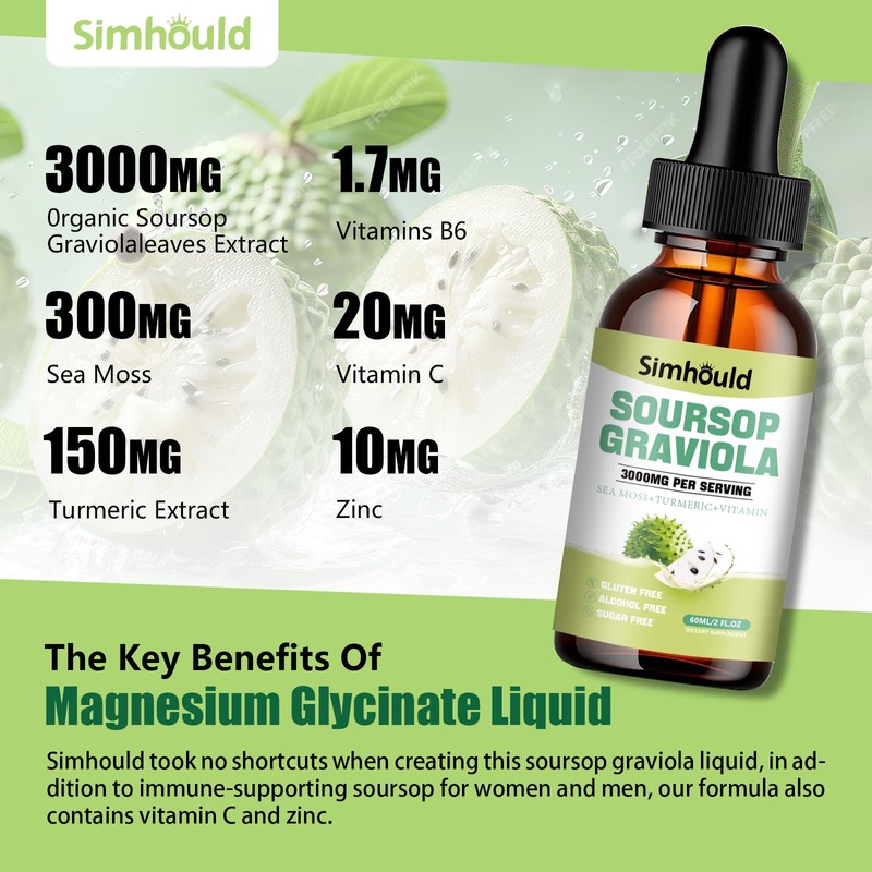 2 Packs 3000MG Soursop Bitters Liquid Drops for Cell Support