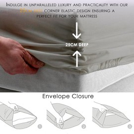 Ray Bedding 4Pcs Duvet Cover Bed Set 400 TC 100% Egyptian Cotton Duvet Cover & Deep Fitted Sheet Bedding Set with Pillow Cases 2 Pack | Complete Duvet Cover Set (Silver, Double)