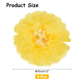 Rebower 6 Pcs Yellow Paper Flowers, 12" 3D Tissue Paper Pom Poms Crepe Mexican Paper Flower, [for DIY Crafting Wall Wedding Birthday Party Decorations]