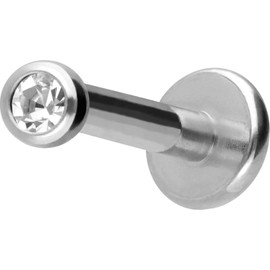 PIERCINGLINE Titanium Labret Stud Internal Thread Crystal Piercing Ear Lip Nose Choice of Colours and Sizes, Titanium