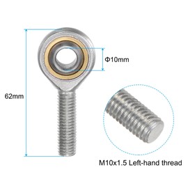 QUARKZMAN Pack of 4 SA10T/K 10mm Rod End Bearing M10 x 1.5 Male Thread with Left Hand Thread, Self-Lubricating Rod End Connections with Lock Nut