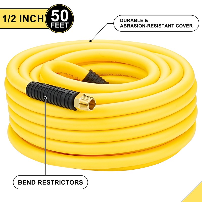 1/2 Inch x 50ft. Hybrid Air Compressor Hose with 1/2