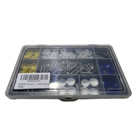 RADSO® Premium 81 Pieces - Number Plate Anti-Theft Security Screw Cover Professional Kit with Torx Security Bit - Includes BLack, White, Yellow and Blue Colour Plastic Snap Caps for Trade and DIY