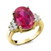 Gem Stone King 18K Yellow Gold Plated Silver Red Created