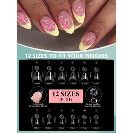 HWHUNO Extra Short Half Cover Almond Nails&Small Tapered Square Nail Tips Gel x Clear Set,240Pcs Soft Gel Almond Nail Tips Pre Shaped with 240Pcs XS Square Nail Tips for Nail Extension 12 Sizes