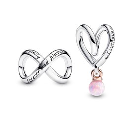 LaMenars Charms Love You MOM Dangle 925 Sterling Silver Pendant Beads with Zirconia Suitable for Europe Charms Bracelets, Christmas Gifts for Women Girls Bracelet and Necklace, Zirconia