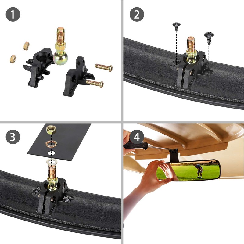 10L0L Panoramic Convex Golf Cart Mirror for EZGO, Club Car,