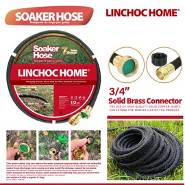 LINCHOC HOME 1/2 Inch Solid Brass Soaker Hose | Heavy Duty Leakproof Garden Hose for Gardens, Lawns & Landscaping | Flexible Eco-Friendly Design(50FT)
