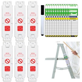 kclkda 19Pack Ladder Tags - 6 Holders ＆ 12 Ladder Inspection Tag Inserts ＆ Mark Pen, Waterproof Ladder Inspection Tags Record Kit, Safety Protect for Indoor & Outdoor Use for All Ladder Types
