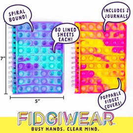 Just My Style Fidgiwear Push & Pop Journals by Horizon Group USA, Includes 2 Poppable Fidget Toy Spiral-Bound Journals, Never-Ending Poppable Fidget Toy Cover & 80 Pages, Pop Fidget Sensory Notebooks