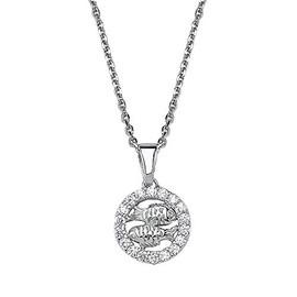 Vinani Pendant Zodiac Sign Fish Zodiac Horoscope with Zirconia White with Chain Extendible 42-50 cm 925 Sterling Silver Birthday 2AZJ, Sterling Silver