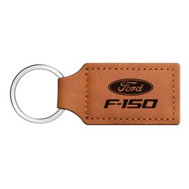 iPick Image - Ford Rectangular Brown Leather Key Chain - F-150