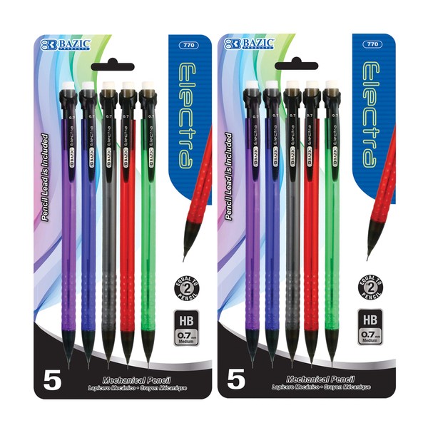 BAZIC Mechanical Pencil Electra 0.7mm, Smooth Writing Pencils Lead, Latex