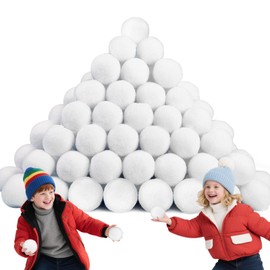60 PCS 2 Inch Christmas Fake Snowballs for Kids Indoor Fight Set, Artificial Snow Balls Soft White Fake Snow Balls for Multiplayer Parent-Child Outdoor Throwing Game Winter Christmas Decorations