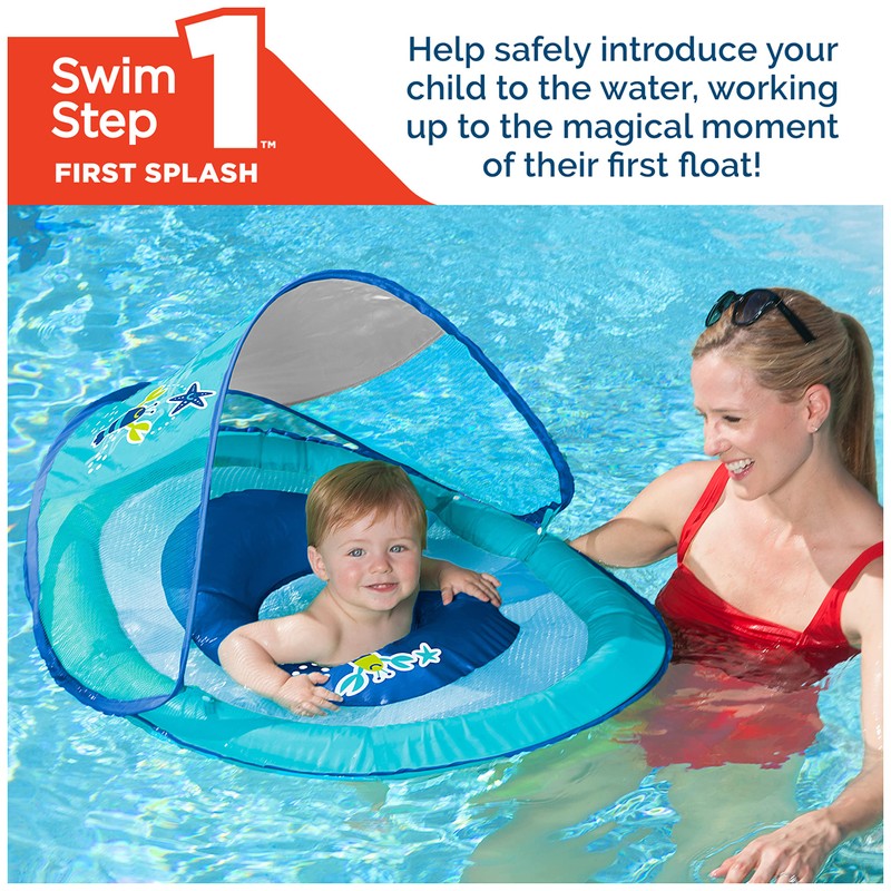 SwimWays Baby Spring Float with Adjustable Canopy and UPF Sun